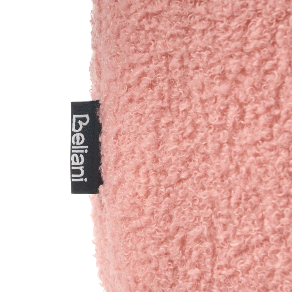 Pouf imbottito in tessuto per camera da letto e soggiorno 86 x 30 forma irregolare bouclè rosa stile scandinavo