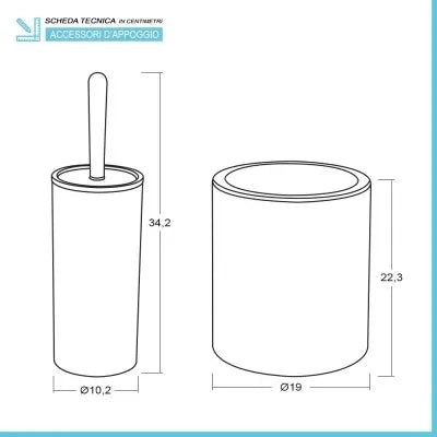 Set accessori bagno tortora cannettato con finitura effetto legno 5 pezzi Blob