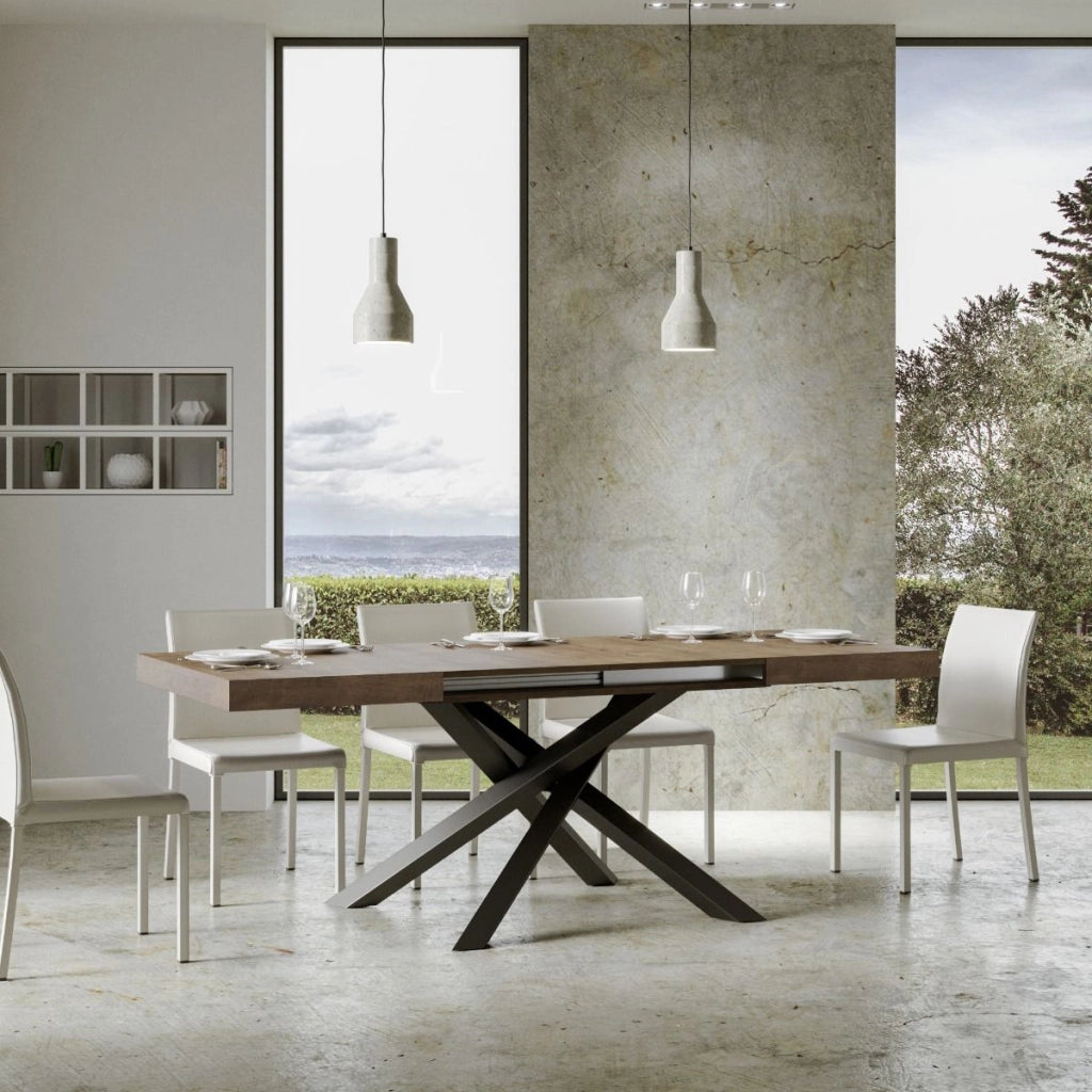 Tavolo allungabile 90x140/244 cm Volta Noce telaio Antracite