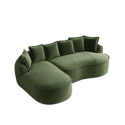 Divano modulare 2 moduli - con funzione letto e chaise longue - in ciniglia verde