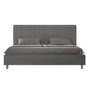 BS COM Letto matrimoniale king size contenitore imbottito 190x200 microfibra grigio