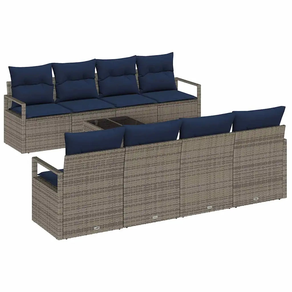 Set di divani con cuscino 7 pcs Grigio e Blu polyrattan 3346315