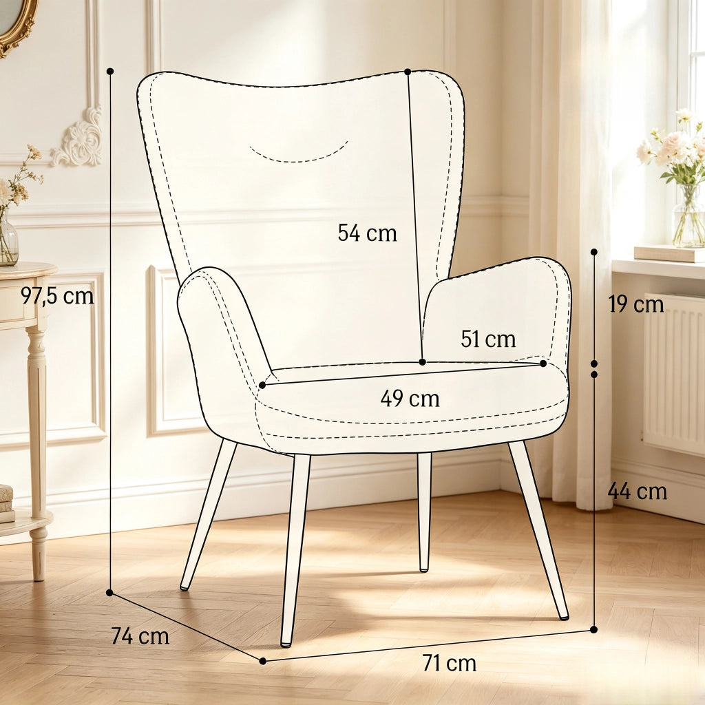 Poltrona relax con schienale alto e braccioli integrati - in poliestere e acciaio beige