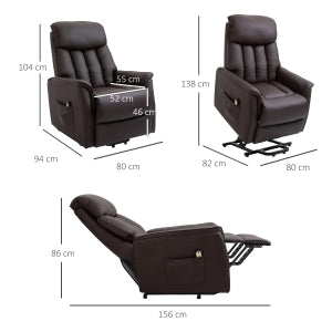 POLTRONA Relax Elettrica con Alzapersona 80x94x104 cm Marrone in Schiuma