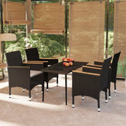 Set da Pranzo da Giardino 5 pz con Cuscini Nero 3099343