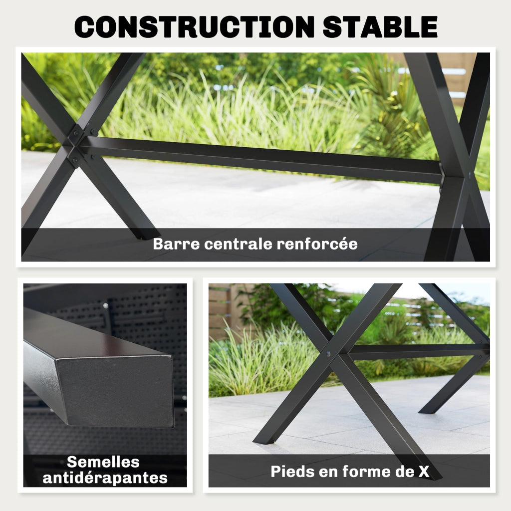 Tavolo da pranzo rettangolare per esterno effetto legno 150x90x74 cm ¨C Xylo ¨C Nero
