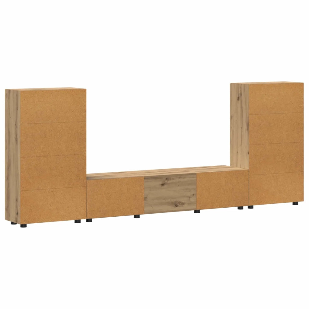 Set mobile TV FLORIN 3 pz-Credenza per TV Rovere artigianale Legno multistrato 386024