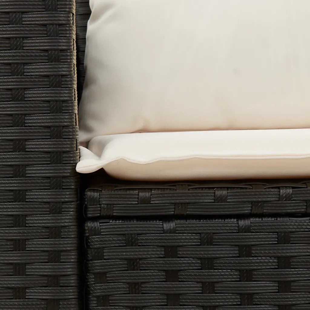 Divano da Giardino con Cuscini a 2 Posti Nero in Polyrattan 366007