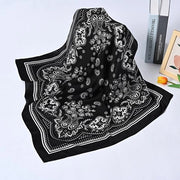 Sciarpa per donna - Sciarpa in velluto moda - Foulard quadrato - Sciarpa in seta vintage per capelli - Cintura per capelli - Sciarpa morbida - Sciarpa fiorata in cashew moda - Unisex - 70x70cm - Nero