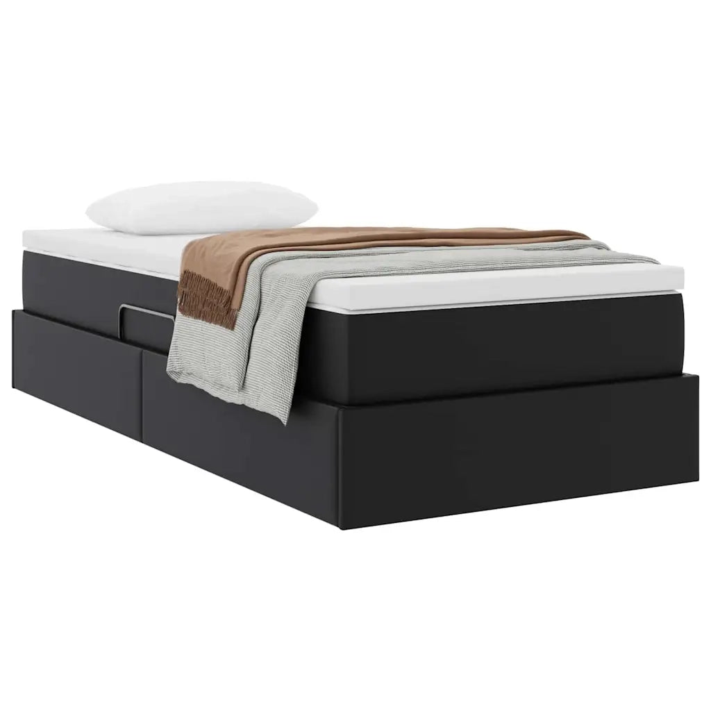 Letto con contenitore e materasso Nero 90 x 200 cm