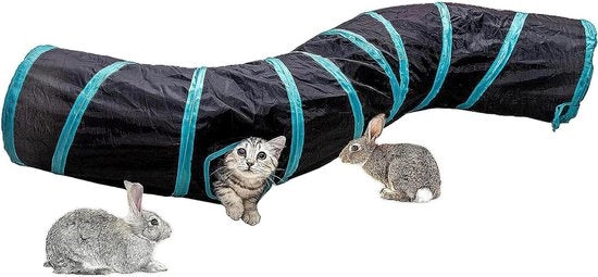 Tunnel 2 viei per gatti, cani e conigli da gioco pieghevole
