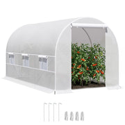 Serra tunnel da giardino 8m2 ¨C Xylo ¨C con porta e 6 finestre, PE 140g/m2, 400x200x200cm bianco
