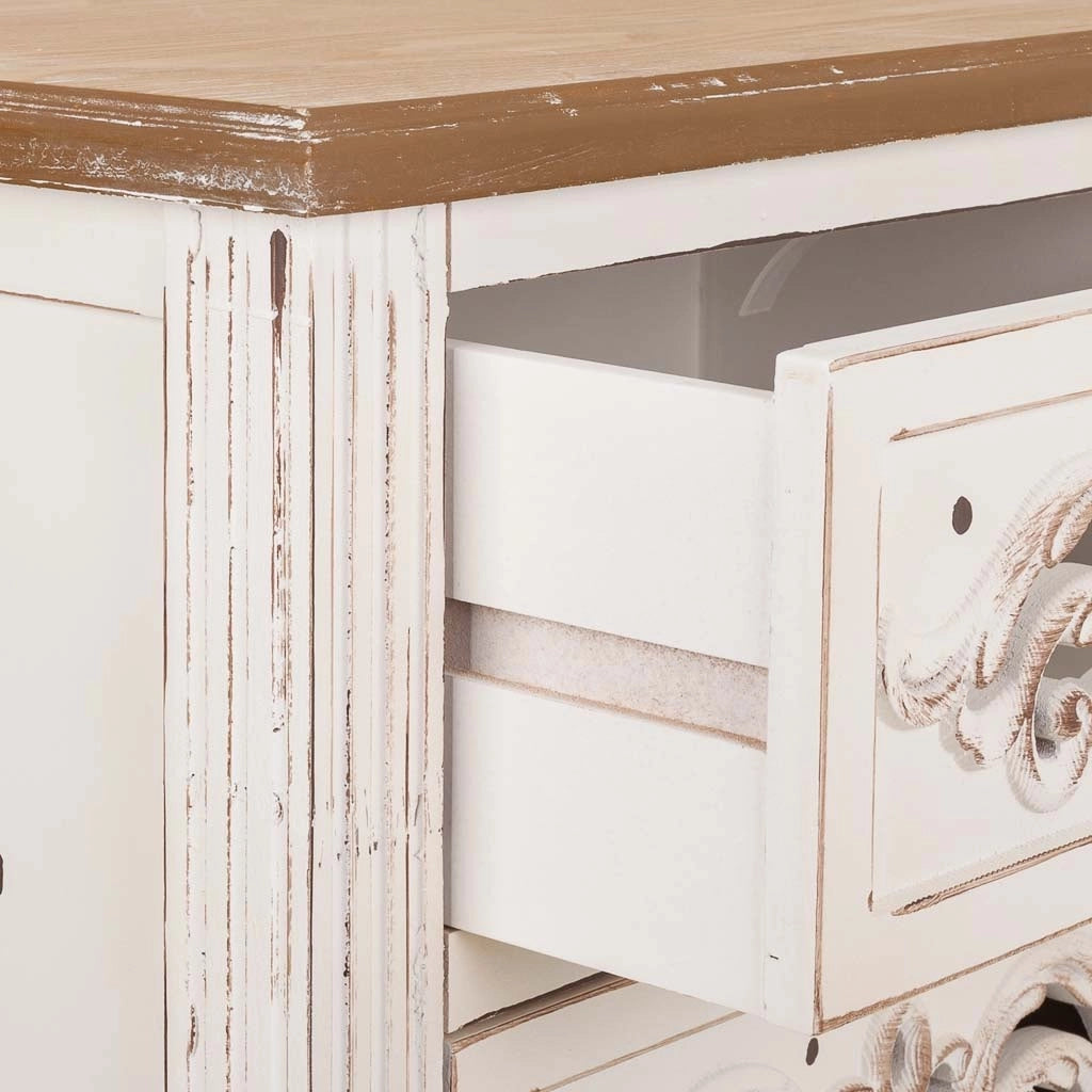 Comodino in legno bianco 48x38x62