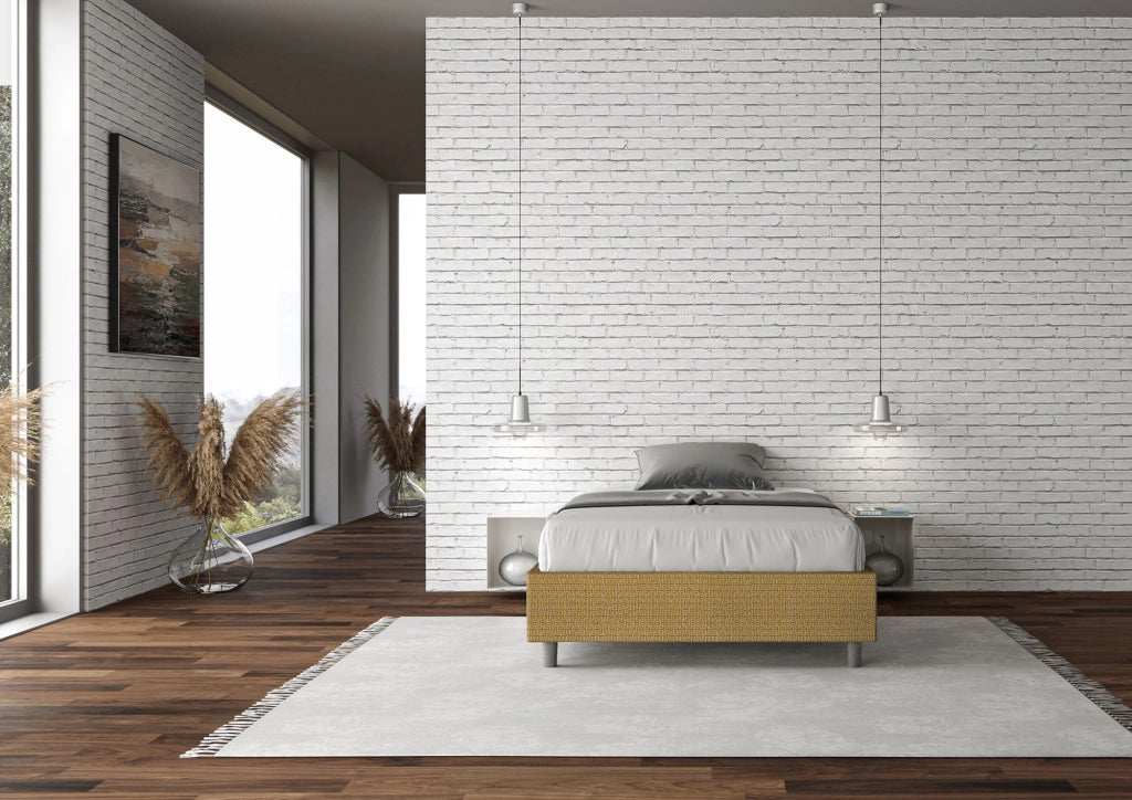 Letto 1 Piazza e Mezzo Sommier 120x200 cm con Rete Azelia Labirinto 06 Giallo