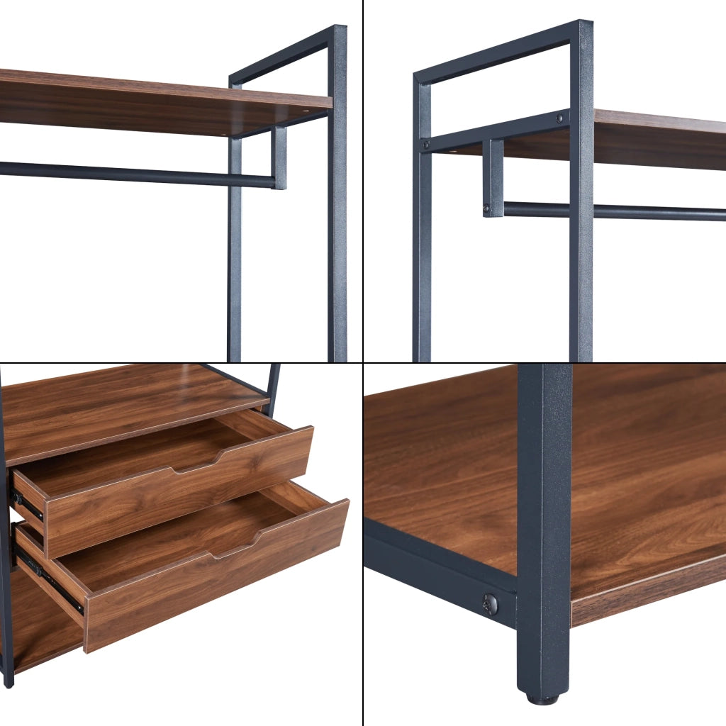 Appendiabiti attaccapanni guardaroba armadio aperto con 2 cassetti 180 x 84 x 40 cm MDF marrone 03_0010293