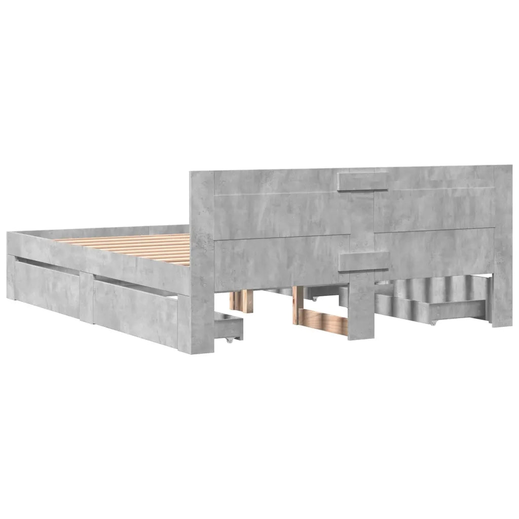 Giroletto Testiera Grigio Cemento 160x200 cm Legno Multistrato
