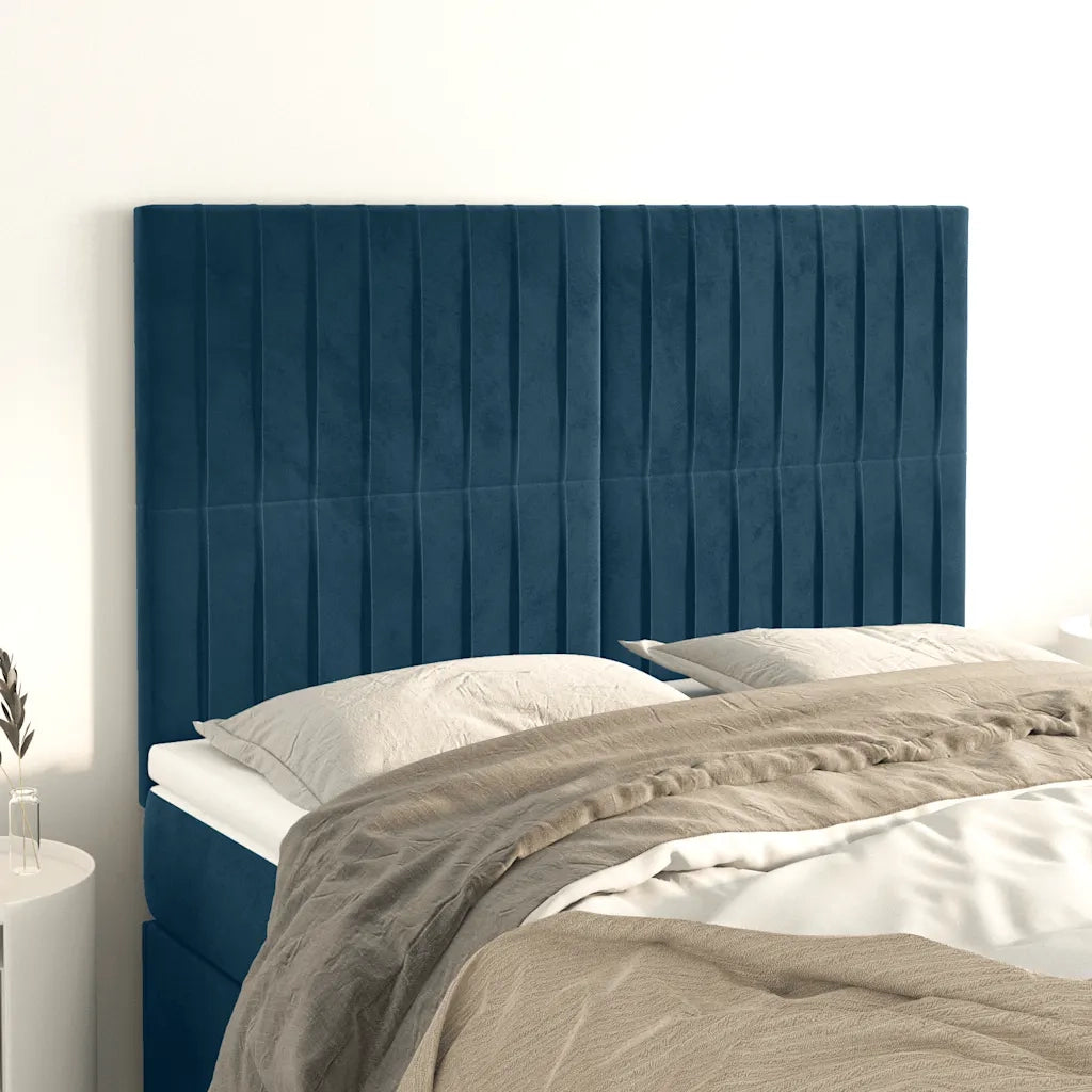 Testiera | Testata Blu Scuro 144x5x118/128 cm Velluto