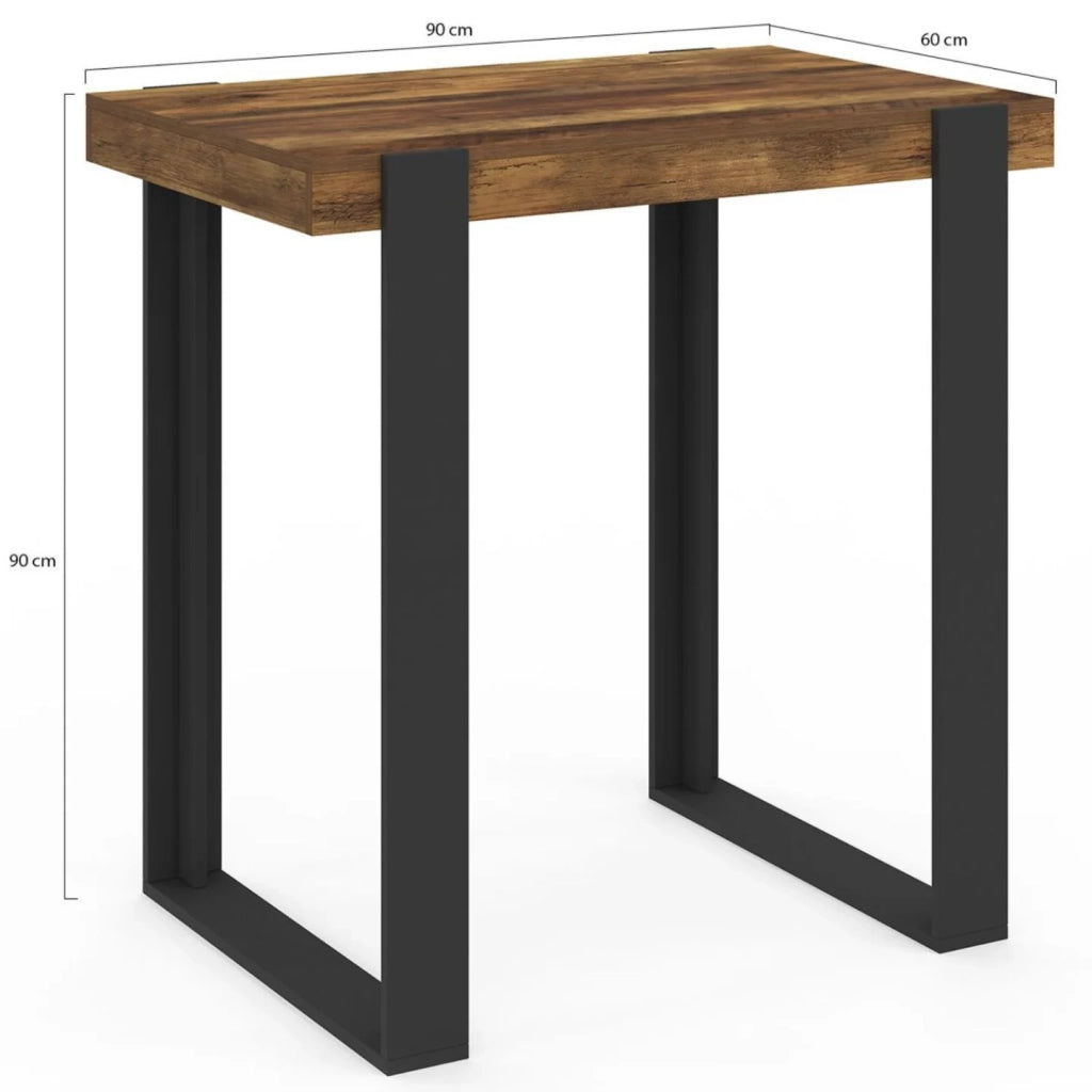 IDMarket - Tavolo da bar PHOENIX, legno scuro, effetto invecchiato e nero, 90 cm
