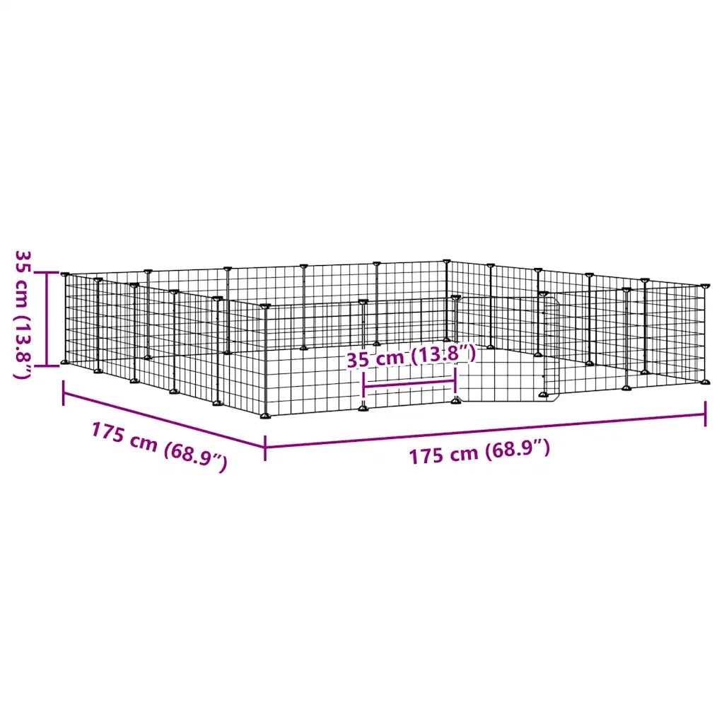 Gabbia per Animali 20 Pannelli con Porta Nera 35x35 cm Acciaio CFW5309591