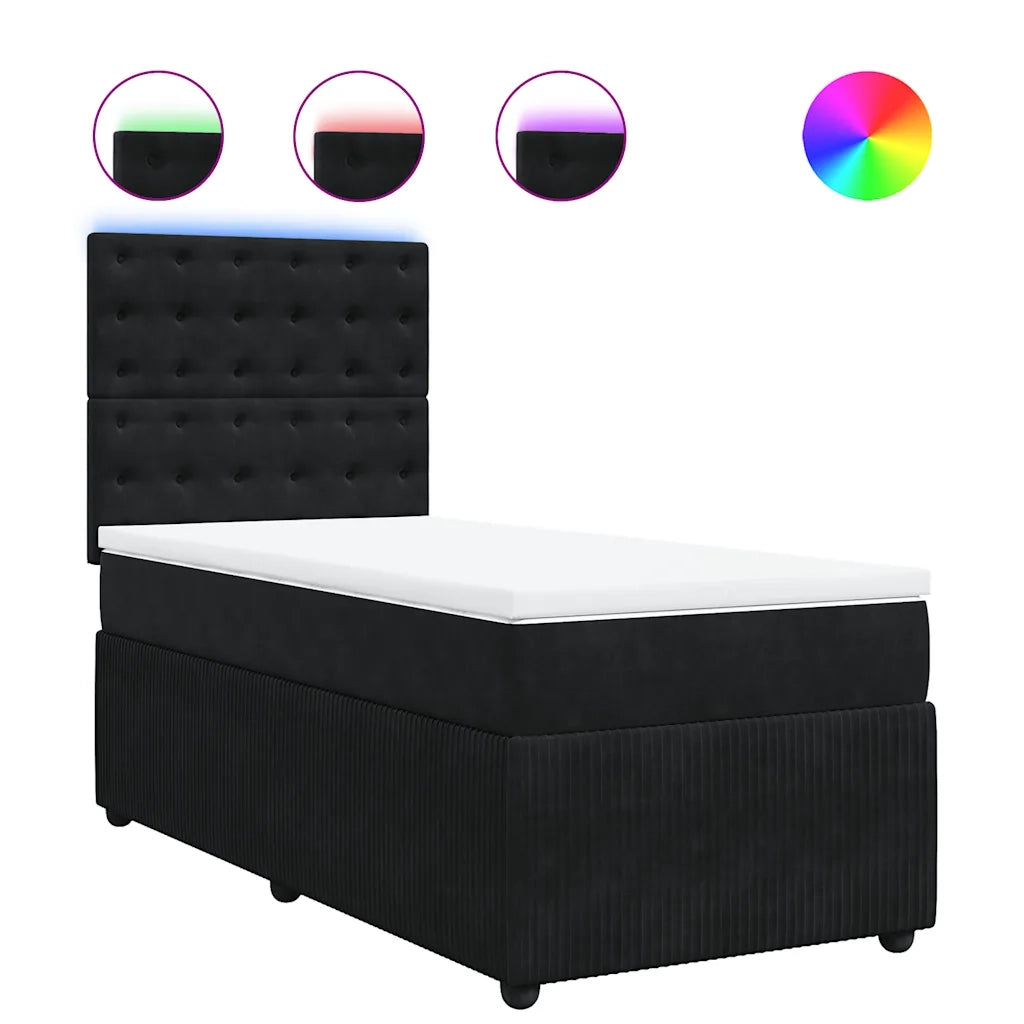 Giroletto a Molle con Materasso Nero 90x190 cm in Velluto