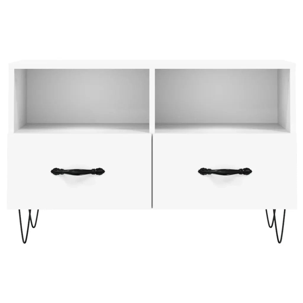 Mobile Porta TV Bianco 80x36x50 cm in Legno Multistrato 828964