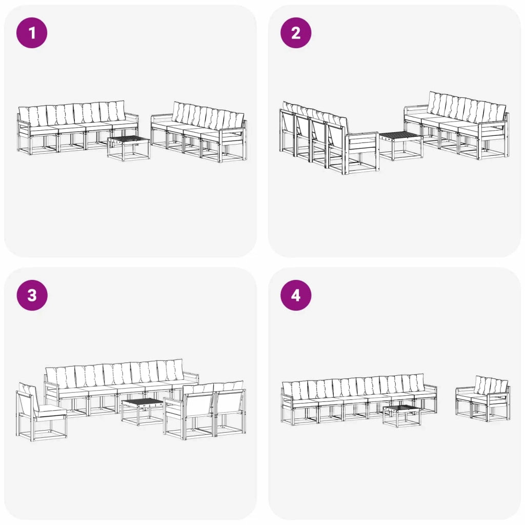 Set di divani da esterno con cuscino 9 pcs Naturale e Beige 3368516