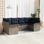 Set Divano da Giardino 6 pcs Grigio Poly Rattan 3354174
