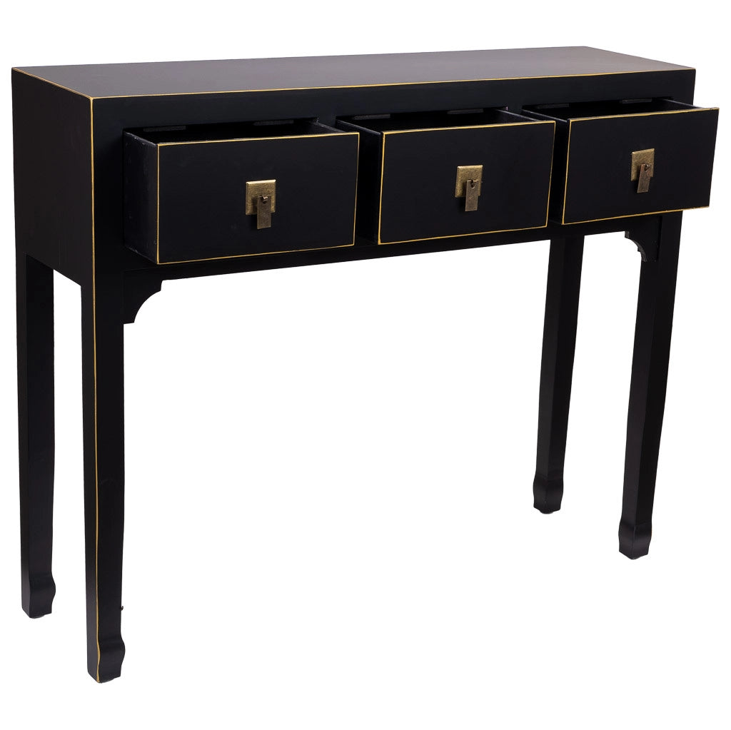 Mobile da ingresso in legno con 3 cassetti 95x26x78