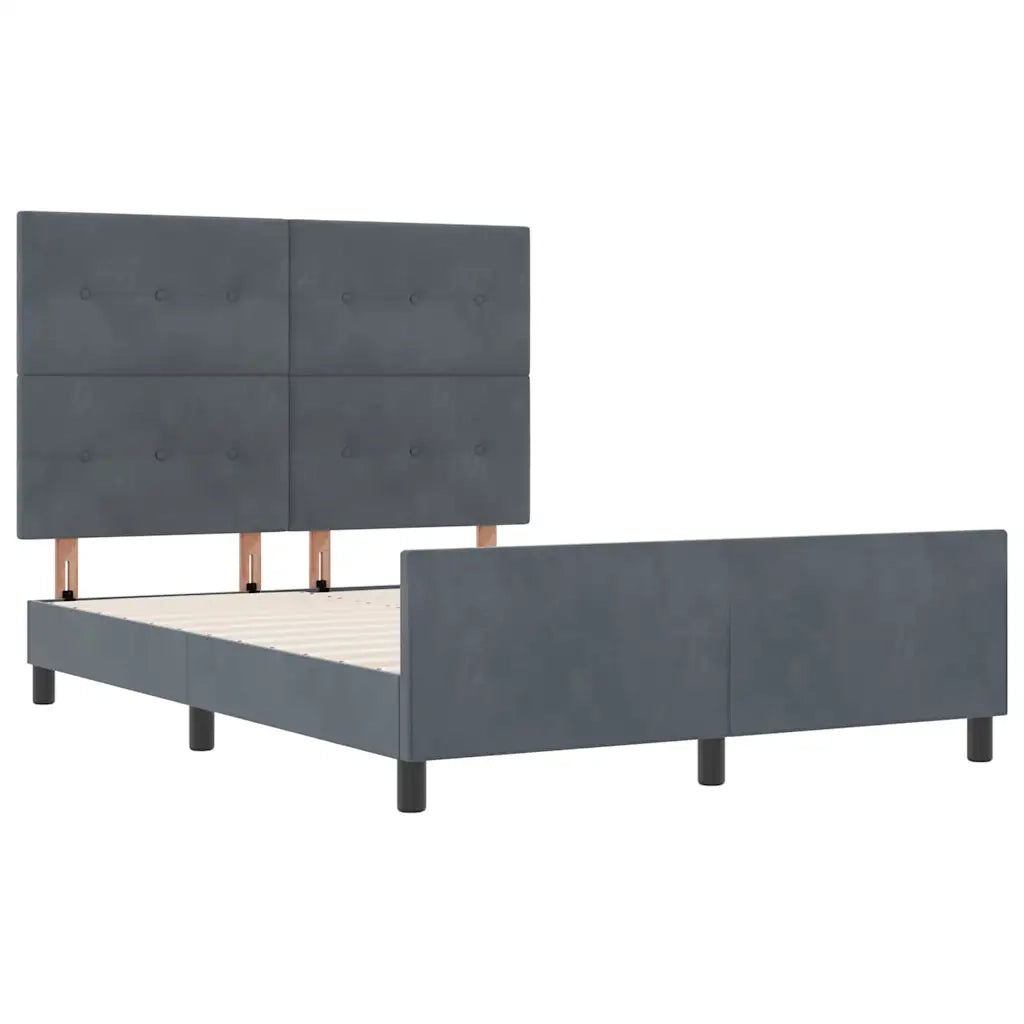 Letto matrimoniale | Letto per adulti | Letto a molle con testiera Grigio scuro 140 x 200 cm Velluto