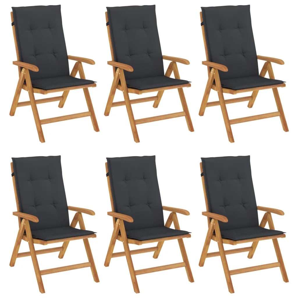 Sedie da Giardino Reclinabili con Cuscini 6 pz in Legno di Teak 3196500