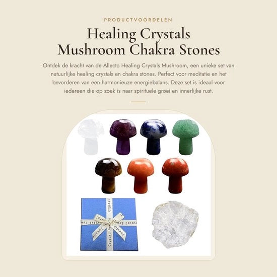 Set di Pietre di Chakra con Funghi di Cristallo per Meditazione e Guarigione Naturale