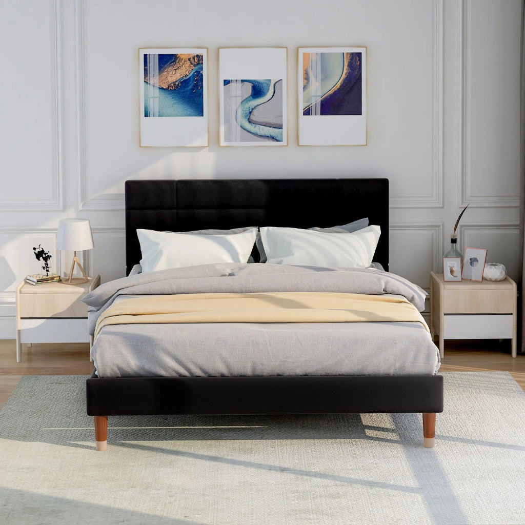 letto imbottito legno nero 140x200 cm