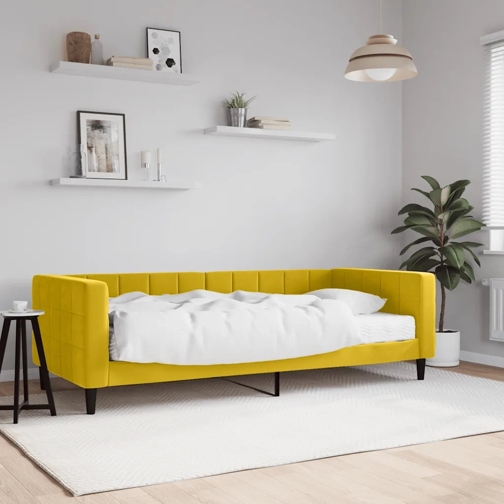 Divano letto | Sof¨¤ letto | Letto singolo con Materasso Giallo 90x200 cm in Velluto