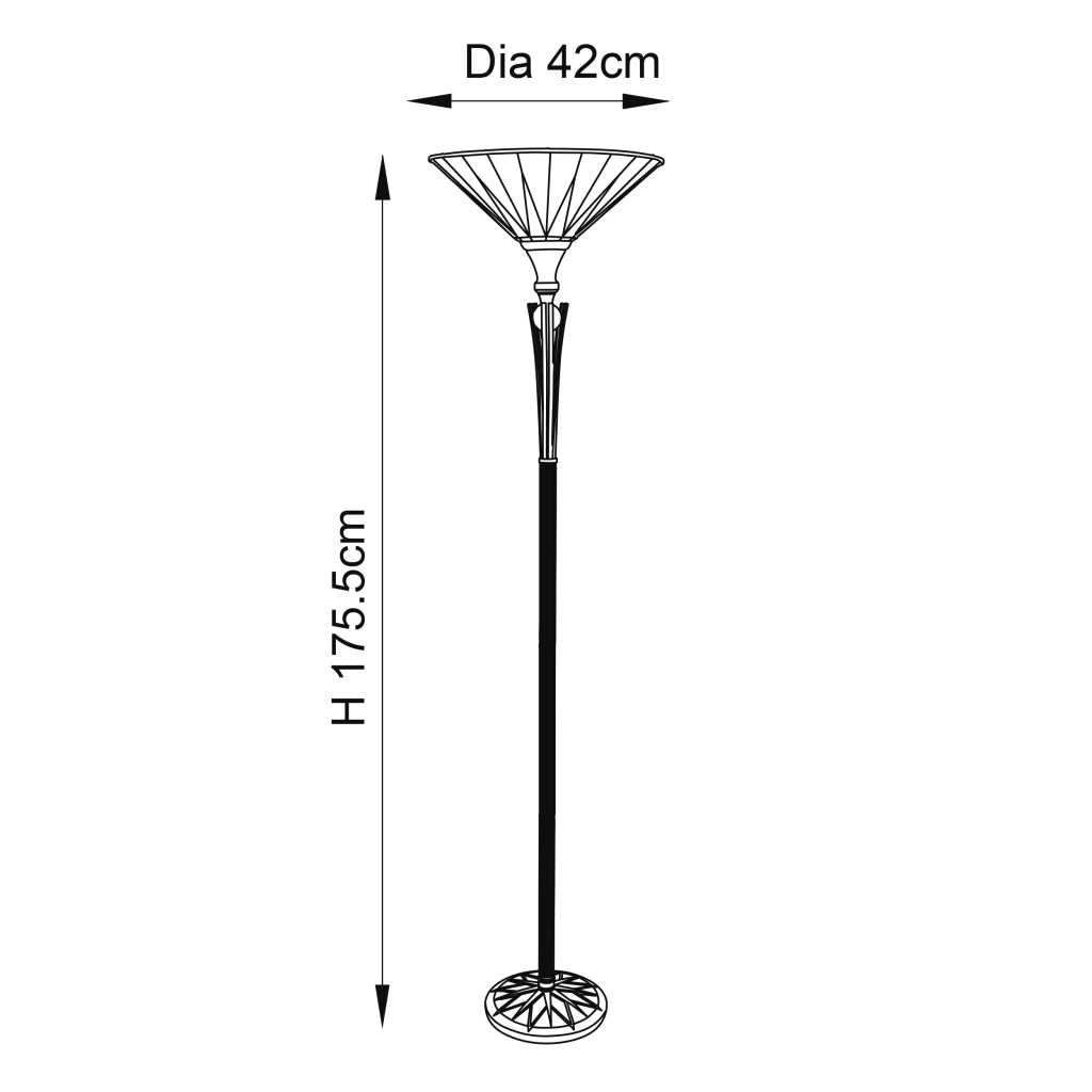 Lampada da terra vetrata Tiffany Dark Star nera E27 60W