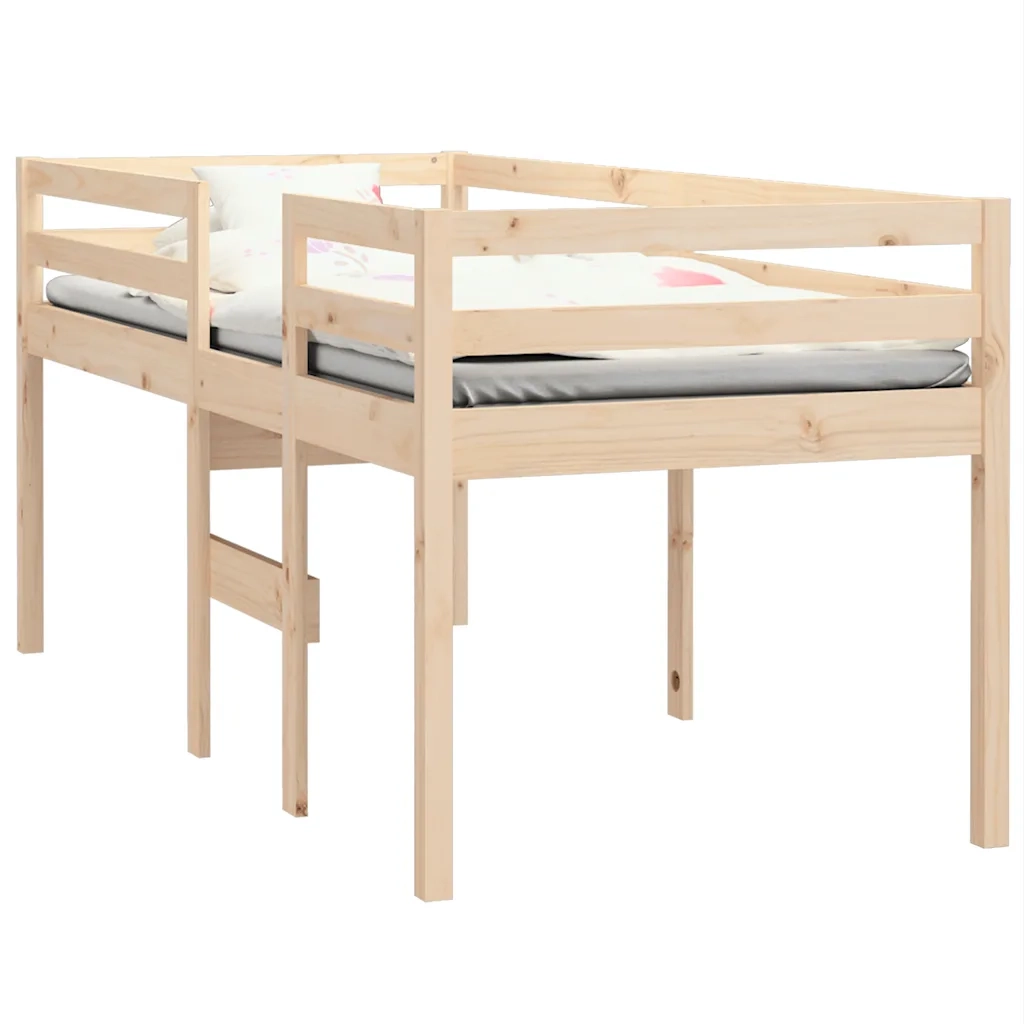 Letto singolo | Letto per adulti | Letto a Soppalco 90x200 cm in Legno Massello di Pino