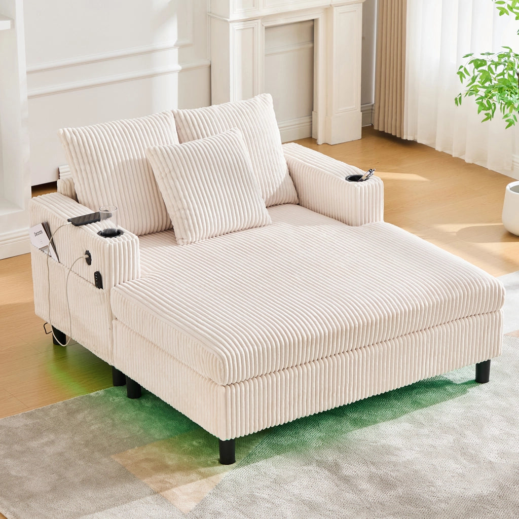 Poltrona letto comoda - Zephmum - Con porta-bicchieri, USB e luce LED
