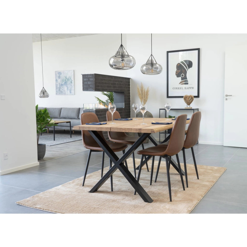 Set di 2 Sedie Stockholm, Marrone, Similpelle, 54x44x88 cm
