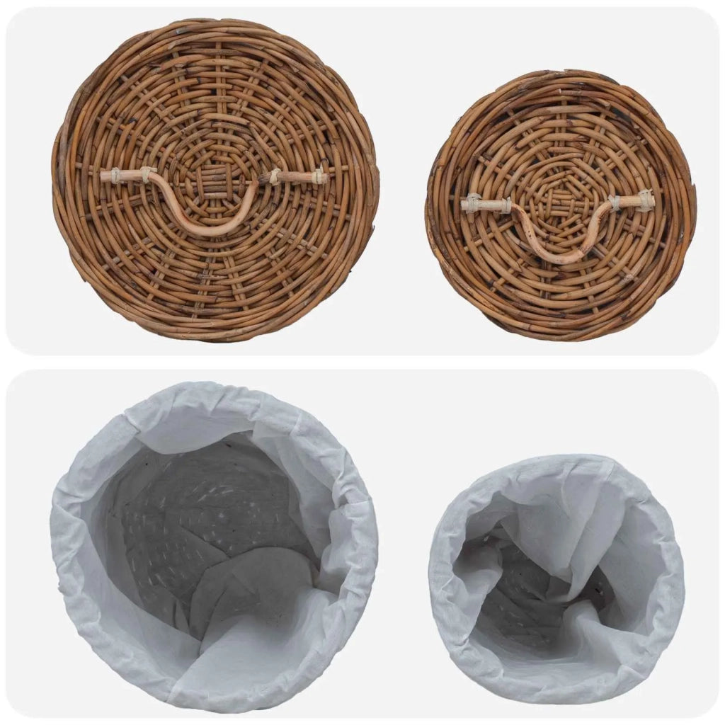 Cesto per Lavanderia 2 pcs Marrone Rattan Kubu 42020974