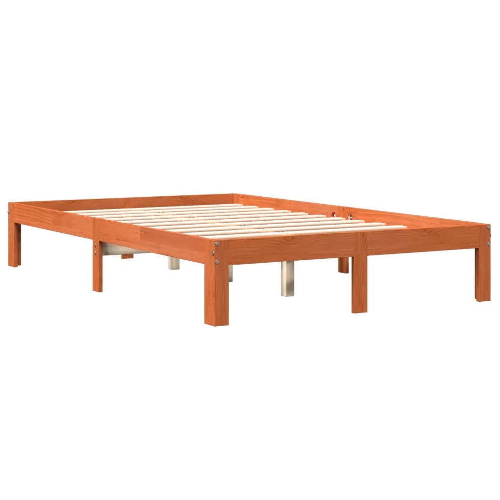 Giroletto senza Materasso-Struttura Letto Marrone Cera 140x200cm Massello Pino 482765