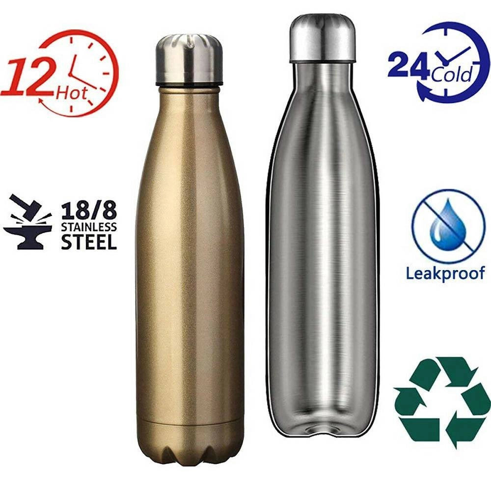 Trade Shop - Portatile Borraccia Bottiglia D'acqua Acciaio Inox Termica Caldo Freddo 550 Ml -