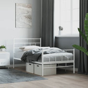 Giroletto con Testiera e Pediera-Struttura Letto Metallo Bianco 107x203 cm 101622