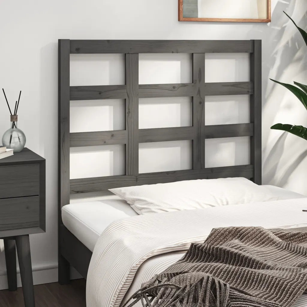 Testiera per Letto Grigia 95,5x4x100 cm Legno Massello di Pino 817872