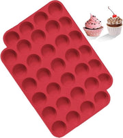 Mini forme per muffin in silicone - BPA libero - rivestimento antiaderente - idoneo per lavastoviglie - piatto per muffin e cupcakes brownies - rosso