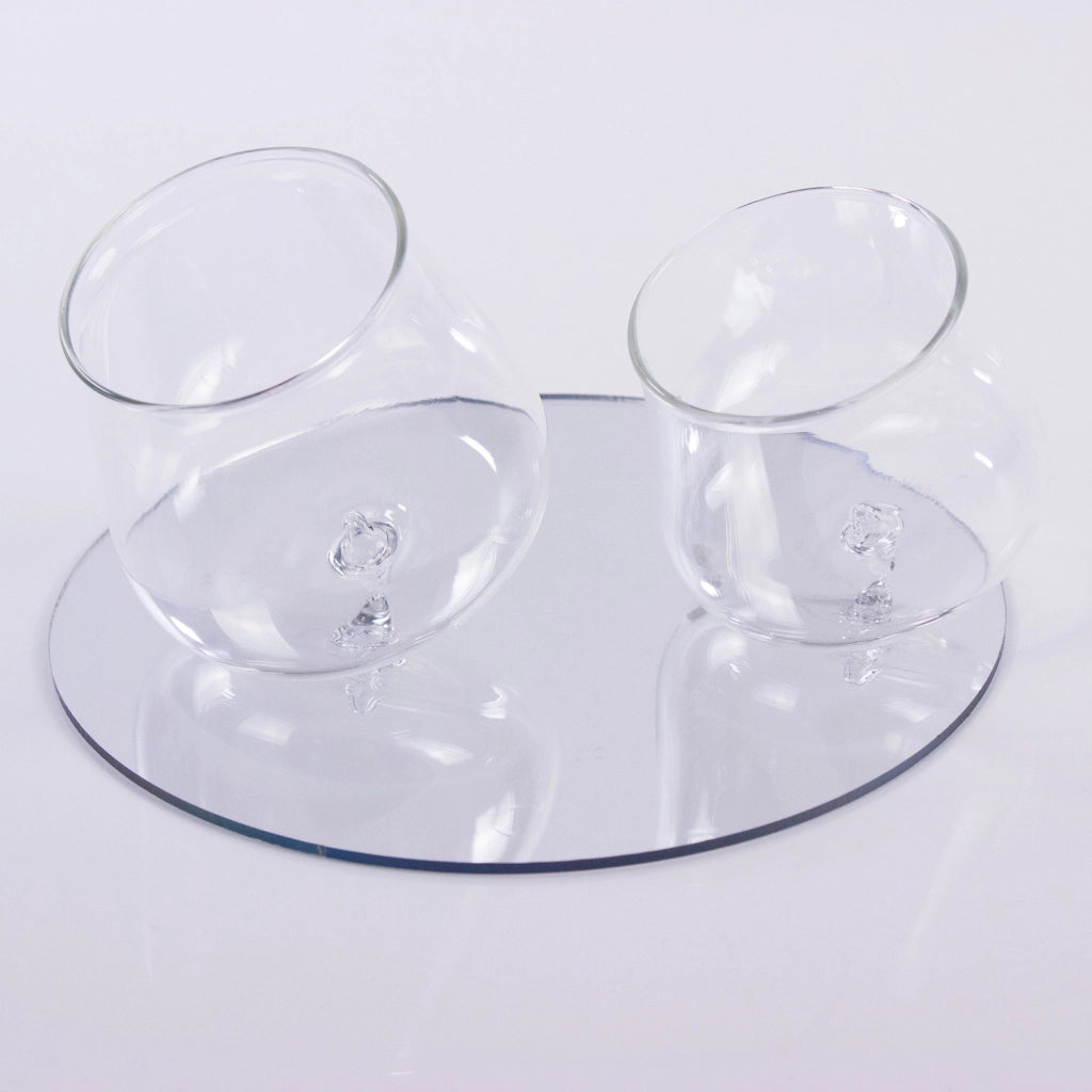 Zafferano Set 6 Bicchieri Pirolo Tumbler in Vetro Borosilicato Trasparente Design Obliquo Rotante Resistente agli Shock Termici per Tavola Elegante