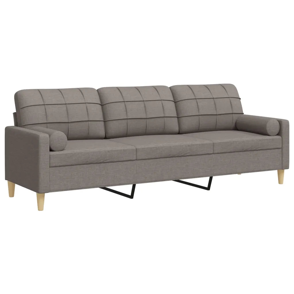 Divano a 3 Posti con Cuscini-Sofa 3 Posti con Cuscini Tortora 210 cm in Tessuto