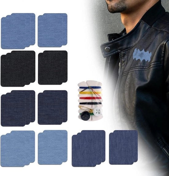 Set di 25 adesivi autoadesivi per jeans e punti di cucito - 5 colori - 125 x 95 cm - Riparazione e decorazione per jeans