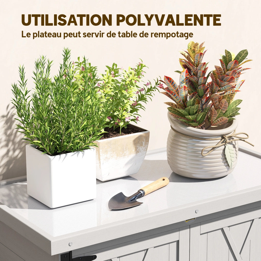Armadio da giardino 3 ripiani 2 ante ¨C Xylo ¨C legno massello grigio 75x40x90 cm