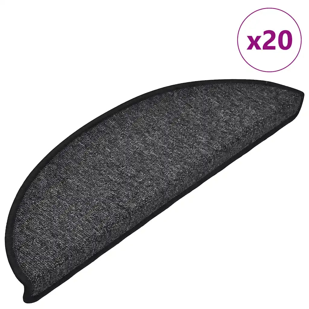 Tappetini per scale 20 pz 56x17x3 cm Antracite Semicircolari 3365781