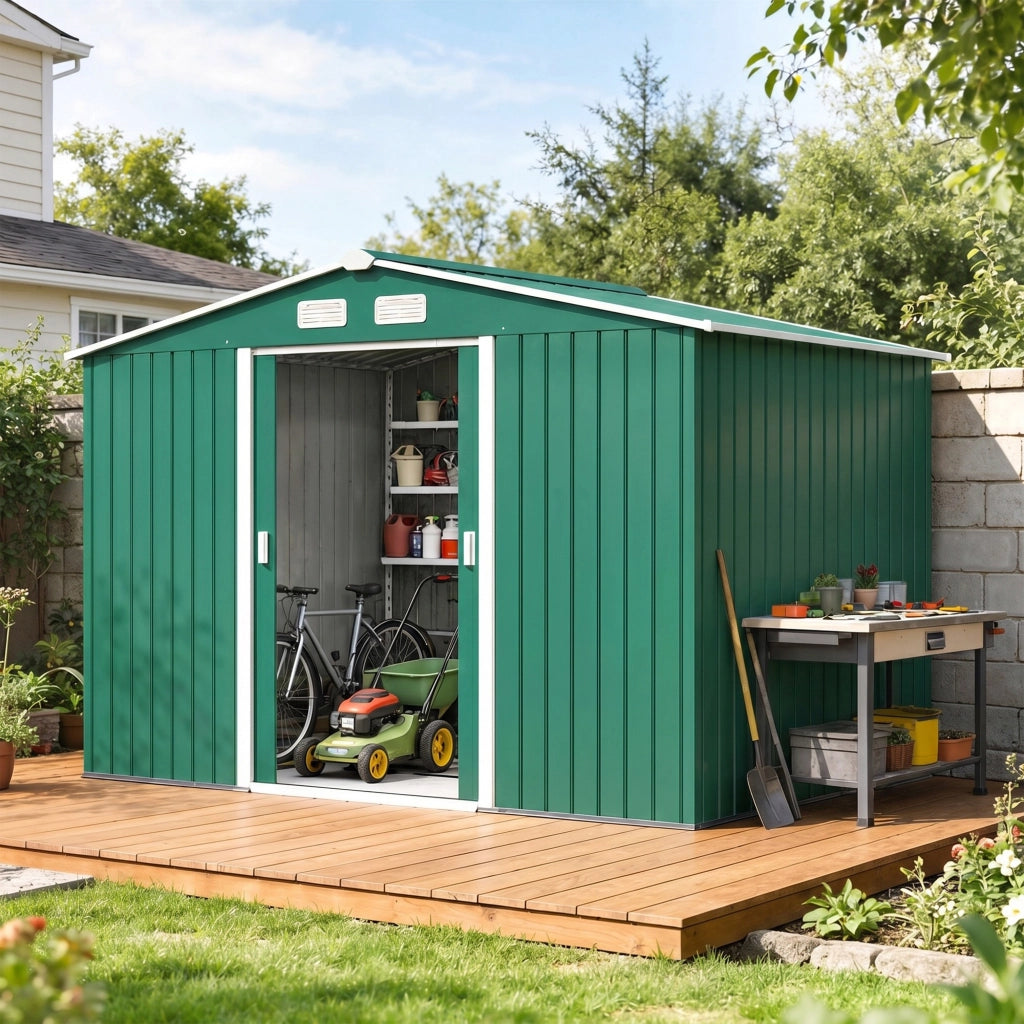 Casetta da Giardino in Acciaio ¨C Xylo ¨C Verde Scuro 277x195x192 cm