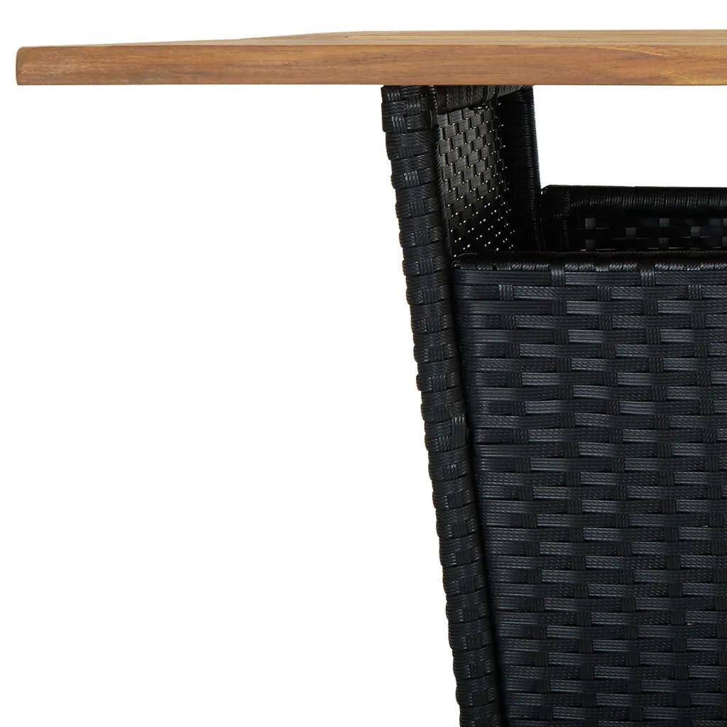 Tavolino da Tè Nero 80x80x110 cm Polyrattan e Massello Acacia 313465